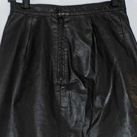 Marco Morani Milan New York Skirt Black Leather Fits EXTRA SMALL XS VINTAGE VTG - Picture 5 of 10
